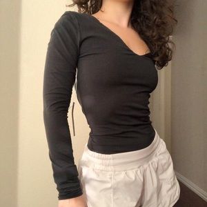 Everlane black long-sleeve thong bodysuit